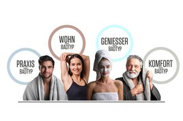 Vier Bad-Typen stehen zur Auswahl: Praxis, Wohn, Geniesser oder Komfort