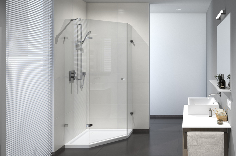 Kleines Bad mit Fünfeckdusche Frederike von Glassdouche