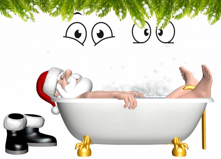 Weihnachtsmann in der Wanne